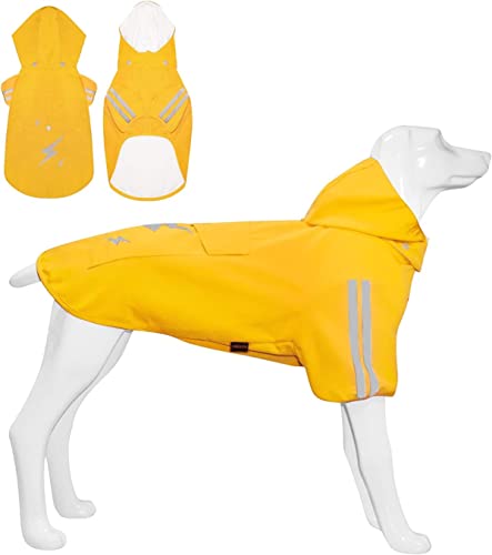 Hunde-Regenmantel, wasserdichte Hunde-Regenjacke, verstellbarer Hunde-Regenmantel mit Kapuze Leine Loch, mittelgroße und große Hunde (XL, gelb) von Kickred