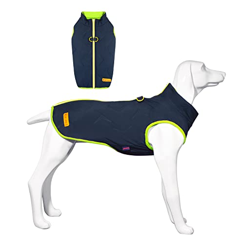 Hundemantel,Winter-Hundemantel für Große Hunde,Dicke Hundejacke mit Leinenloch und Reißverschluss mit Reflektierendem Rand,Warmer Wintermantel für Kleine,Mittel,Große Hunde,Marineblau XL von Kickred