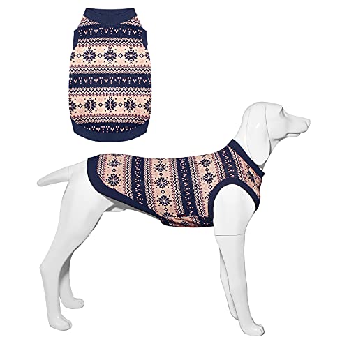 Hundepullover, Haustier-Strickweste mit Klassische Schneeflocke-Muster und Leinenloch, Hundekleidung für Große, Mittel und Kleine Hunde, Jungen und Mädchen,M von Kickred