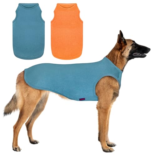Kickred 2 Pack Hundeshirts, schnell trocknende leichte ärmellose Hundeweste, atmungsaktive Haustierbekleidung Tank Top für große mittlere kleine Hunde (Mint Blau+Orange Gelb, XXL) von Kickred