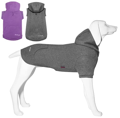 Kickred 2 Stück Basic Baumwolle Hund Hoodie Pullover, Weiche Haustier Kleidung Hund Sweatshirts, Hund Outfit Mantel Pullover mit Tasche und Leine Loch für Kleine Mittlere Große Hunde, XL von Kickred