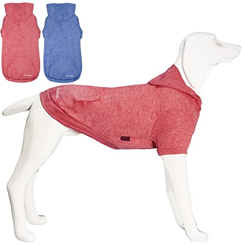 Kickred 2 Stück Basic Baumwolle Hund Hoodie Pullover, weiche Haustierkleidung Hund Sweatshirts, Hundeoutfit Mantel Pullover mit Tasche und Leine Loch für kleine, mittelgroße und große Hunde, 2XL von Kickred