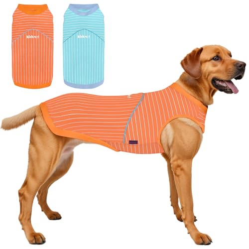 Kickred 2 Stück Satz Hund Sommer Kleidung elastisches Hemd für mittlere/große Basis Warmwasche Weste Hund atmungsaktives Sonnenschutz Hemd für Jungen und Mädchen von Kickred