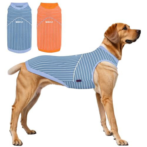 Kickred 2 Stück Satz Hund Sommer Kleidung elastisches Hemd für mittlere/große Basis Warmwasche Weste Hund atmungsaktives Sonnenschutz Hemd für Jungen und Mädchen von Kickred