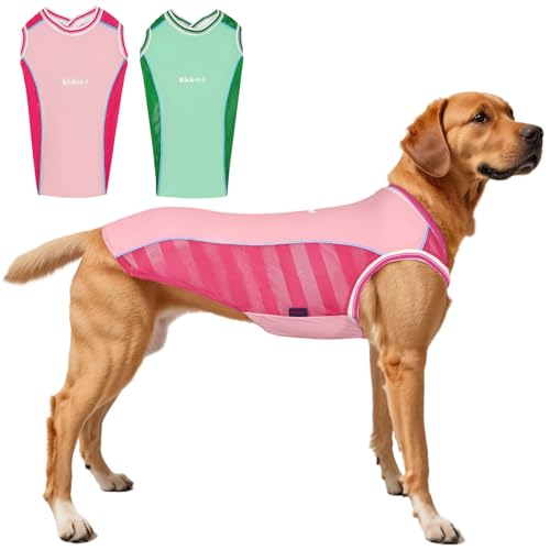 Kickred 2 Stück Satz Hund Sommer Kleidung elastisches Hemd für mittlere/große Basis Warmwasche Weste Hund atmungsaktives Sonnenschutz Hemd für Jungen und Mädchen von Kickred