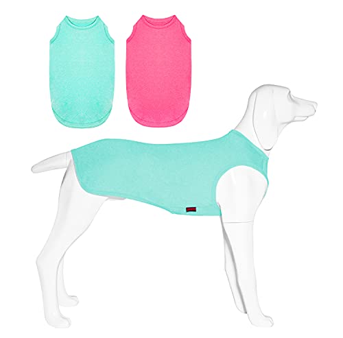 Kickred 2er-Pack Sommer-Hunde-Shirts, schnell trocknend, atmungsaktiv, Haustier-Kleidung, ärmellos, leicht, dehnbar, Tank-Top-T-Shirts für kleine Hunde, Welpen, Jungen, Mädchen, M von Kickred