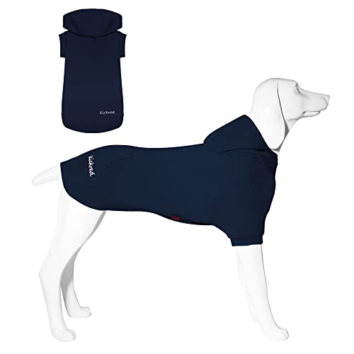 Kickred Basic Dog Hoodie Sweatshirts, Pet Clothes Hoodies Sweater with Hat and Leash Hole, Soft Cotton Outfit Coat for Large Medium Small Dogs, 2XL Navy Blue von Kickred