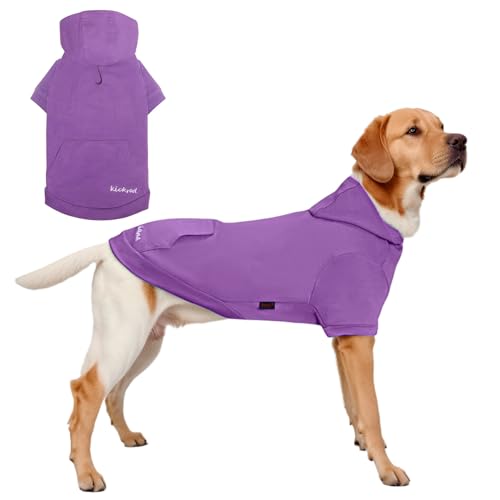 Hunde Hoodie, Hundemantel mit Hut & Taschen & Leinenloch, Weicher und Atmungsaktiver Kapuzenpulli Für Große Hunde Winterhundebekleidung Drinnen & Draußen Hundekleidung von Kickred (Lila-M) von Kickred