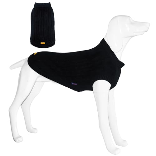 Kickred Hundepullover, Hunde-Winterpullover, warme Winter-Hundepullover, Hundestrickweste, einfarbig, kurzärmelig, warmer Haustierpullover, warmer Hundepullover mit Leinenloch für große, mittelgroße von Kickred