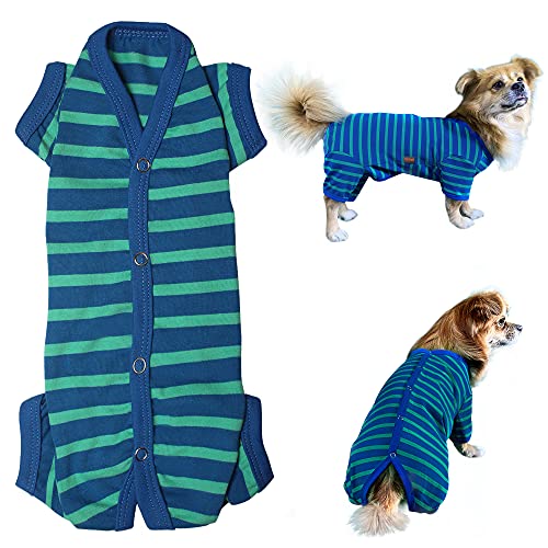 Shirts für Hunde,Hundeschlafanzug mit Gestreiften und 4 Beinen Weich und Atmungsaktives Hund Tshirt Hunde Kleidung für Kleine Mittel Große Hunde von Kickred (Jungen-Blau, XL) von Kickred