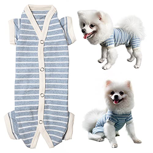 Shirts für Hunde,Hundeschlafanzug mit Gestreiften und 4 Beinen Weich und Atmungsaktives Hund Tshirt Hunde Kleidung für Kleine Mittel Große Hunde von Kickred (Mädchen-Blau,XL) von Kickred