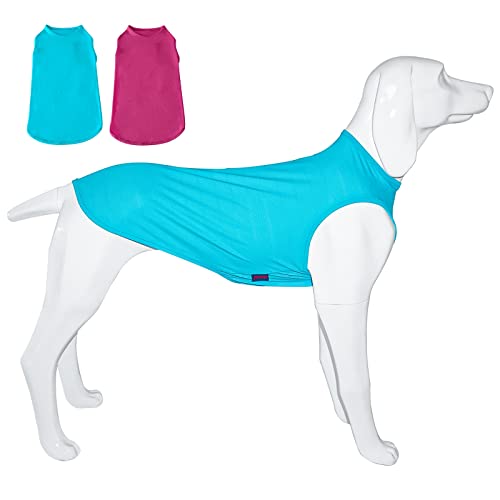 Kickred Kühl-Shirts für Hunde, Eis-Haustierweste, Hundekleidung für sofortige Kühlung, ultraleichte, atmungsaktive, ärmellose T-Shirts für große Hunde, Jungen, Mädchen, L, 2er-Pack von Kickred