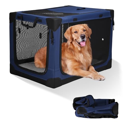 Kidken Hundetransportbox Hundetransportbox für das Auto Hundetransportbox für mittlere bis große Plüschmatratze+ Hundetransporter Faltbare Kisten L/76x54x54cm XL/90 * 64 * 64CM (L) von Kidken
