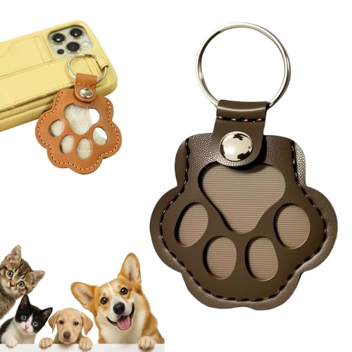 Schlüsselanhänger, Bezaubernde Pfotenabdruck-Schlüsselanhänger mit Druckknopf, Tierhaare, Gedenkflasche, Schlüsselanhänger zum Sammeln von Katzen- und Hundehaaren (Dunkelbraun) von Kidmis