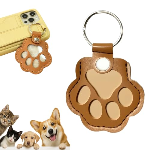 Schlüsselanhänger, Bezaubernde Pfotenabdruck-Schlüsselanhänger mit Druckknopf, Tierhaare, Gedenkflasche, Schlüsselanhänger zum Sammeln von Katzen- und Hundehaaren (Hellbraun) von Kidmis