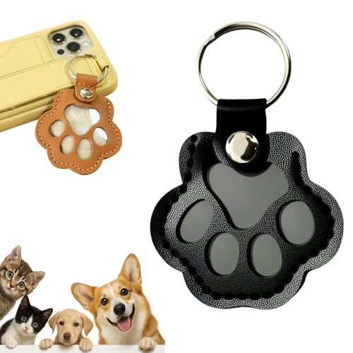 Schlüsselanhänger, Bezaubernde Pfotenabdruck-Schlüsselanhänger mit Druckknopf, Tierhaare, Gedenkflasche, Schlüsselanhänger zum Sammeln von Katzen- und Hundehaaren (Schwarz) von Kidmis