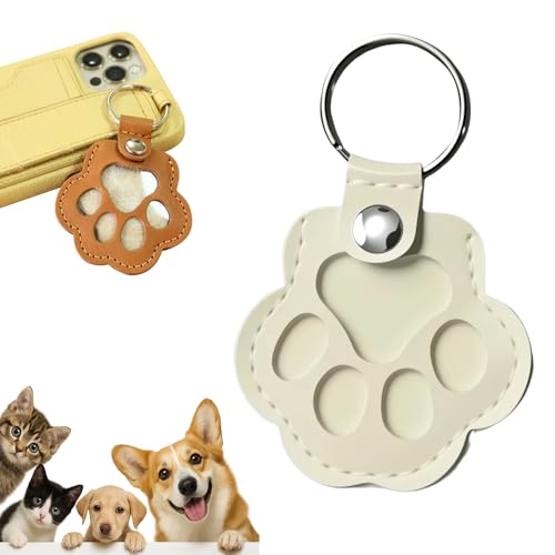 Schlüsselanhänger, Bezaubernde Pfotenabdruck-Schlüsselanhänger mit Druckknopf, Tierhaare, Gedenkflasche, Schlüsselanhänger zum Sammeln von Katzen- und Hundehaaren (Weiß) von Kidmis