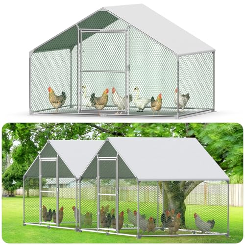 Freilaufgehege-Hühnerstall Käfige-Kleintierstall 3x2x2m, Freigehege Voliere für Hühner mit Schlos, Hühnerhaus Freilaufgehege, PVC-Beschichtetes Schatten Dach, Geflügelstall für Hasen Kleintiere Freilaufgehege-Hühnerstall Käfige-Kleintierstall 3x2x2m, Freigehege Voliere für Hühner mit Schlos, Hühnerhaus Freilaufgehege, PVC-Beschichtetes Schatten Dach, Geflügelstall für Hasen Kleintiere von Kidsgigglz