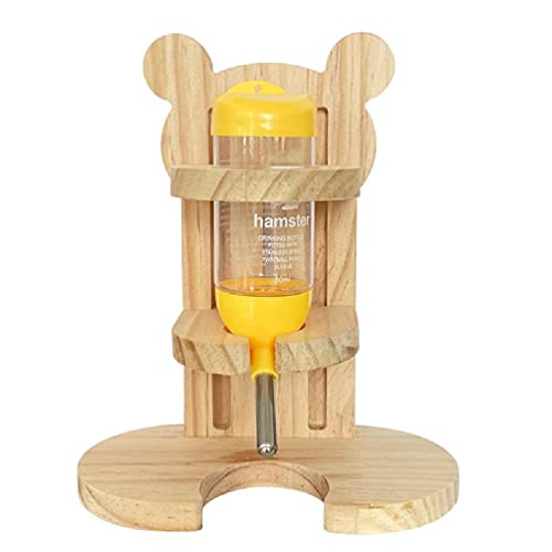 Wasserflasche mit Anti-Kipple-Holzhalter, 80 ml, kleines Haustier, Auto-Wasserspender für Rennmaus, Käfig, Wasserflaschenhalter, Holz für Käfig mit Ständer, kein Tropfen für Käfig von KieTeiiK