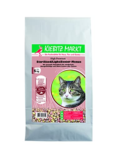 Kiebitz Markt High Premium Katzenfutter Trockenfutter Sterilized/Light/Senior-Menue weizenfrei (5 kg) von Kiebitz Markt