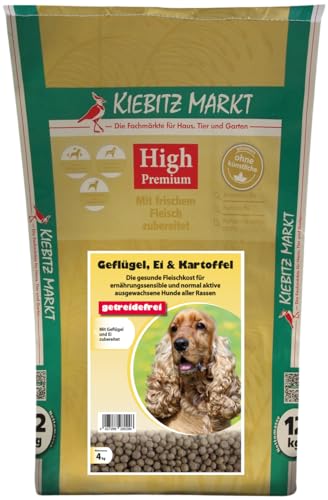 Kiebitz Markt Hundefutter, 12kg Trockenfutter mit Geflügel, Ei und Kartoffeln, Getreidefrei von Kiebitz Markt