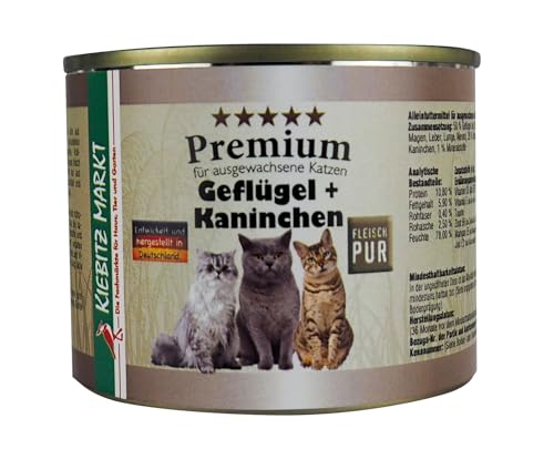 Kiebitz Markt Premium Dose Geflügel + Kaninchen Katzenfutter Nassfutter (24x200 g) von Kiebitz Markt