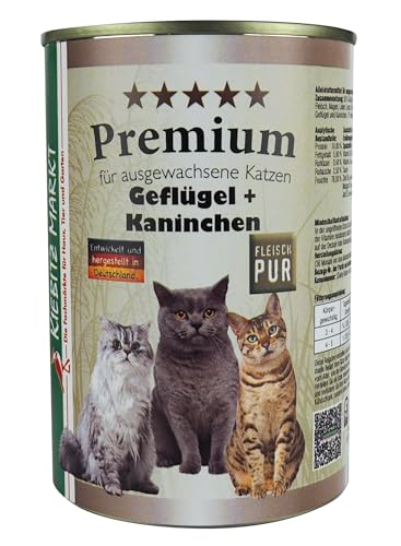 Kiebitz Markt Premium Dose Geflügel + Kaninchen Katzenfutter Nassfutter (24x400 g) von Kiebitz Markt