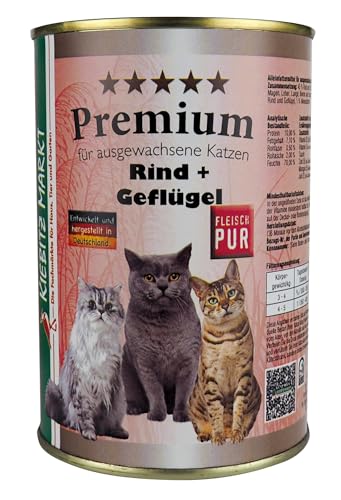 Kiebitz Markt Premium Dose Rind + Geflügel Katzenfutter Nassfutter (24x200 g) von Kiebitz Markt