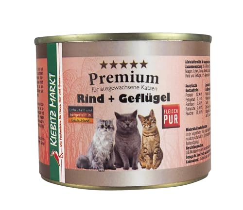 Kiebitz Markt Premium Dose Rind + Geflügel Katzenfutter Nassfutter (24x400 g) von Kiebitz Markt