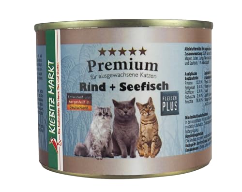 Kiebitz Markt Premium Dose Rind + Seefisch Katzenfutter Nassfutter (24x200 g) von Kiebitz Markt