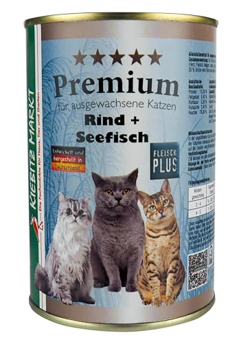 Kiebitz Markt Premium Dose Rind + Seefisch Katzenfutter Nassfutter (24x400 g) von Kiebitz Markt