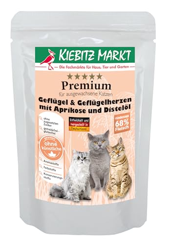 Kiebitz Markt Premium Pouchbeutel Geflügel & Geflügelherzen mit Aprikose und Distelöl Katzenfutter Nassfutter 12x95 g Kiebitz Markt Premium Pouchbeutel Geflügel & Geflügelherzen mit Aprikose und Distelöl Katzenfutter Nassfutter 12x95 g von Kiebitz Markt