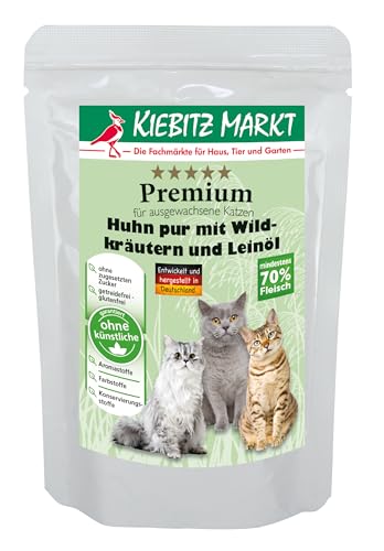 Kiebitz Markt Premium Pouchbeutel Huhn pur mit Wildkräutern und Leinöl Katzenfutter Nassfutter 12x95 g Kiebitz Markt Premium Pouchbeutel Huhn pur mit Wildkräutern und Leinöl Katzenfutter Nassfutter 12x95 g von Kiebitz Markt