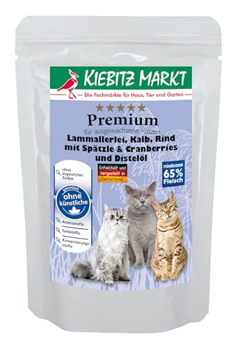 Kiebitz Markt Premium Pouchbeutel Lammallerlei, Kalb, Rind mit Spätzle & Cranberries und Distelöl Katzenfutter Nassfutter 12x95 g Kiebitz Markt Premium Pouchbeutel Lammallerlei, Kalb, Rind mit Spätzle & Cranberries und Distelöl Katzenfutter Nassfutter 12x95 g von Kiebitz Markt