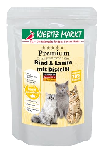 Kiebitz Markt Premium Pouchbeutel Rind & Lamm mit Distelöl Katzenfutter Nassfutter 12x95 g Kiebitz Markt Premium Pouchbeutel Rind & Lamm mit Distelöl Katzenfutter Nassfutter 12x95 g von Kiebitz Markt