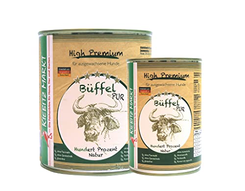 Kiebitzmarkt High Premium Hundefutter Nassfutter Büffel pur (Büffel pur, 12x800 g) Alleinfuttermittel, Ausgewachsene Hunde von Kiebitz Markt