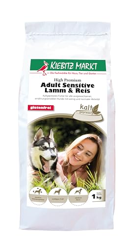 Kiebitzmarkt High Premium Hundefutter Trockenfutter kaltgepresst Adult Sensitive Lamm & Reis glutenfrei (1 kg) von Kiebitz Markt