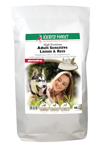 Kiebitz Markt Kiebitzmarkt High Premium Hundefutter Trockenfutter kaltgepresst Adult Sensitive Lamm & Reis glutenfrei (15 kg) von Kiebitz Markt