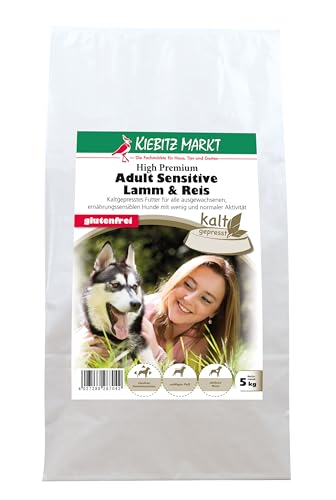 Kiebitzmarkt High Premium Hundefutter Trockenfutter kaltgepresst Adult Sensitive Lamm & Reis glutenfrei (5 kg) von Kiebitz Markt