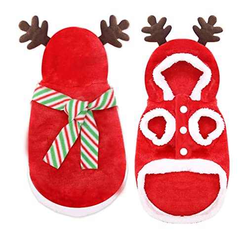 Hunde Weihnachtskostüm, Weihnachten Hundekostüm, Kostüm Hund, Weihnachten Katzen Kleidung, Hundekleidung Kleine Hunde Weihnachten, Weihnachts Katzenkostüm, für Katzen Kleine Hunde (Red, XS) von Kielsjajd