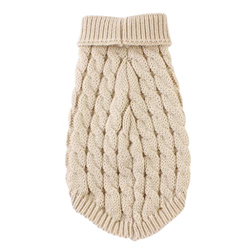 Hundepullover, Winter Warmer Hundepullover Kleine Hunde Rollkragen Strickpullover Hunde Pullover Weich Hundekleidung Hundepulli Hund Kleidung für Kleine Mittelgroße Hunde und Katzen (Beige, XL) von Kielsjajd