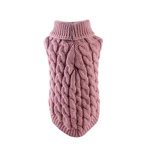 Hundepullover, Winter Warmer Hundepullover Kleine Hunde Rollkragen Strickpullover Hunde Pullover Weich Hundekleidung Hundepulli Hund Kleidung für Kleine Mittelgroße Hunde und Katzen (Hot Pink, L) von Kielsjajd