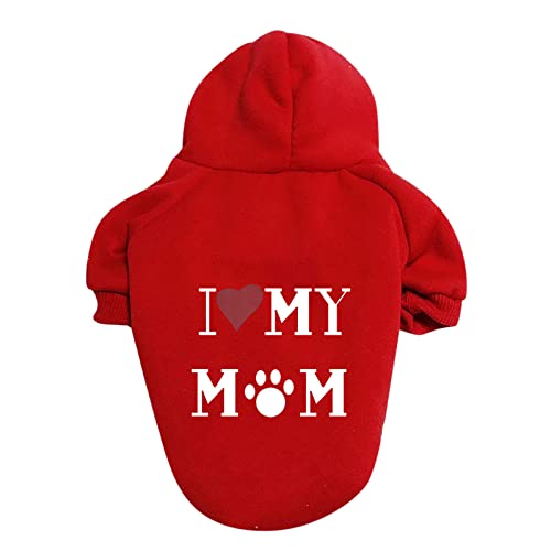 Hundepullover I Love My MOM / I Love My DAD Brief Druck Hundekleidung Große und kleine Hundepullover Haustierpullover Hundekleidung Haustierkleidung Kleidung Hundemantel Winter XS-9XL (a-Red, L) von Kielsjajd