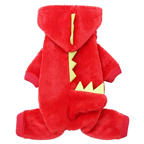 Kielsjajd Hunde Pullis Hundekleidung Kleines Haustier Kostüm Halloween Dinosaurier Kostüm Hundekleidung Welpen Outfits Lustige Apperal Hundepullover Strick (Red, XXL) von Kielsjajd