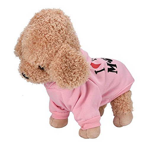Kielsjajd Hundepullover 45 cm Baumwollkleidung Welpe Mode kleine Kostüme Hund T-Shirt Blend Hundepullover Mops (Pink, L) von Kielsjajd