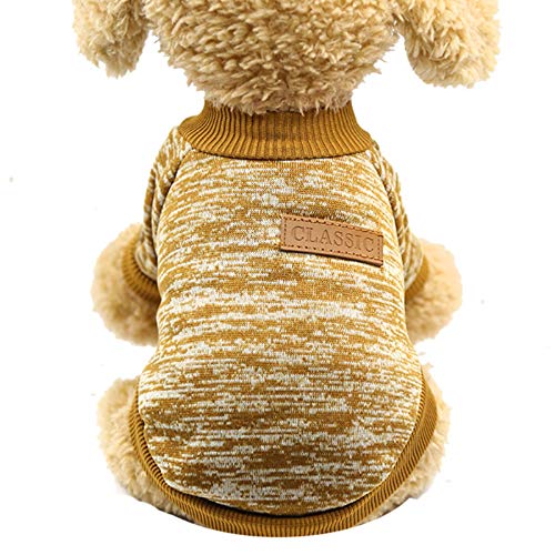 Kielsjajd Hundepullover Kleine Hunde Katzenkleidung Teddy-Kampfhundehaustierpullover Zweibeiniger Warmer Wollwelpe Haustierkleidung Gestrickter Hundepullover (Khaki, XL) von Kielsjajd