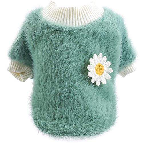 Kielsjajd Hundepullover Mit Geschirr Pullover Pullover Gänseblümchen-Blumen-Hundehals-Kleiner runder Stil für Plüschhunde-Haustierkleidung Hundepullover Online Kaufen (Green, M) von Kielsjajd