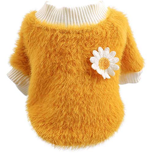 Kielsjajd Hundepullover Mit Geschirr Pullover Pullover Gänseblümchen-Blumen-Hundehals-Kleiner runder Stil für Plüschhunde-Haustierkleidung Hundepullover Online Kaufen (Yellow, L) von Kielsjajd