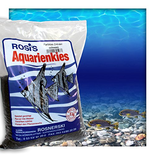 Farbkies Schwarz Aquarium Deko Kies Aquariengrund Aquariumkies Bodengrund Körnung 2-4 mm 20 kg (4X 5 kg Beutel) von Kieskönig