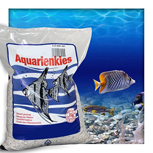 Kieskönig Aquariensand Aquariumsand Bodengrund 1-2 mm Aquarienkies hochrein Naturweiss 20 kg (4 x 5 kg Beutel) von Kieskönig